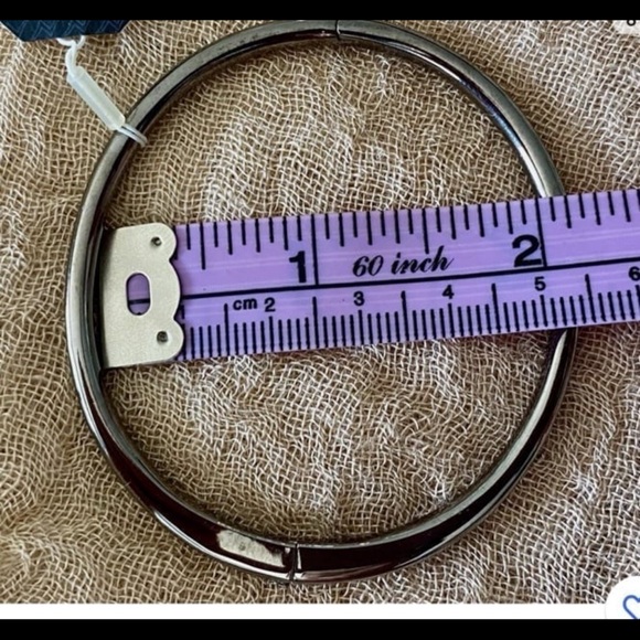 NEW Nadri Gunmetal Finish Crystal Pave Hinge Bangle Bracelet Single Row - Picture 8 of 11